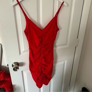 Red Ruched Dress